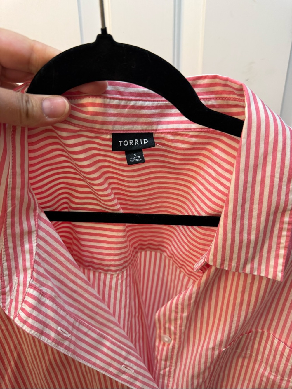torrid Pink and White Striped Button-Down Shirt